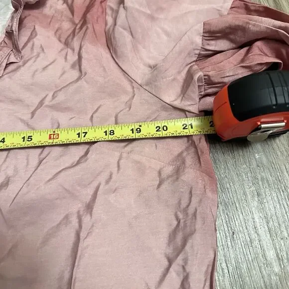 Me Jennie Garth Ruffle Neckline-Shell Pink Peasant Blouse Sz M Romantic Boho - Picture 9 of 11